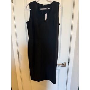 Ann Taylor Black Sleeveless Split Neck Sheath Dress Size 12 Tall 24495110 New